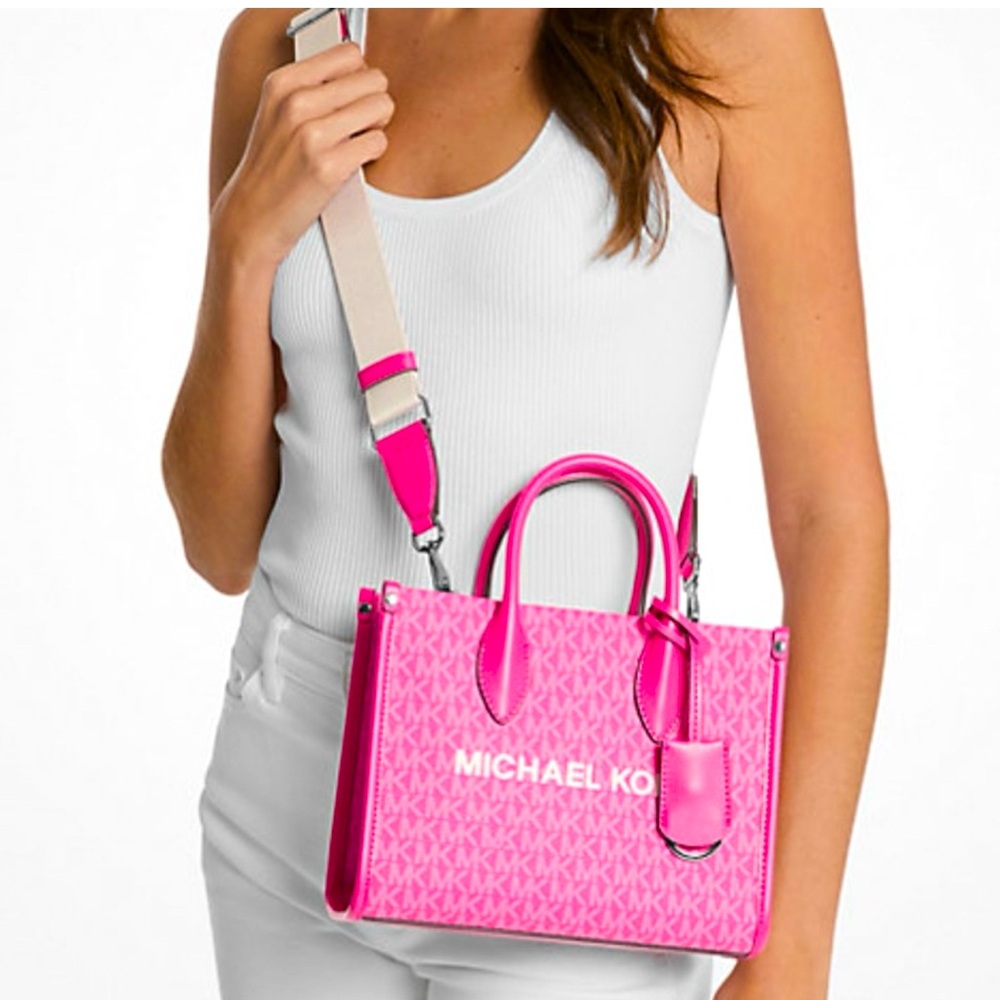 Michael Kors Mirella Shopper Crossbody In Dragon Fruit, NWT